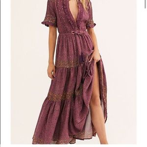 BRAND NEW! Free people Rare Feeling printed maxi dress in gorgeous plum color!